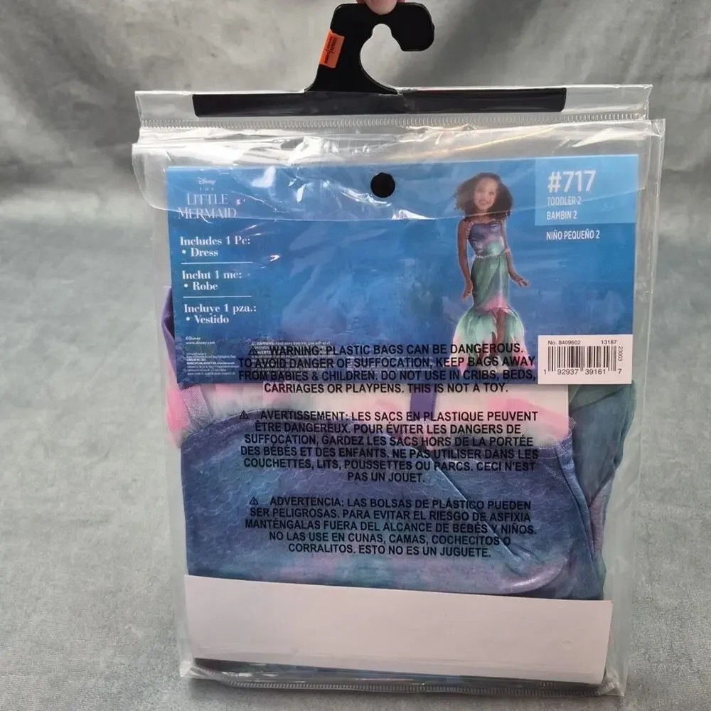 Disney Little Mermaid Ariel Costume Dress Up Hallowen Size Toddler 2 NEW - Picture 5 of 7